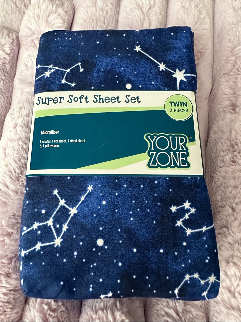 Twin Super Soft YOUR ZONE Navy Constellation Sheet Set 3 pieces Blue stars cosmo